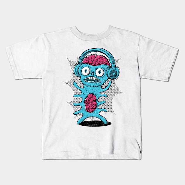 Brainy Music Monster Kids T-Shirt by RGB Ginger